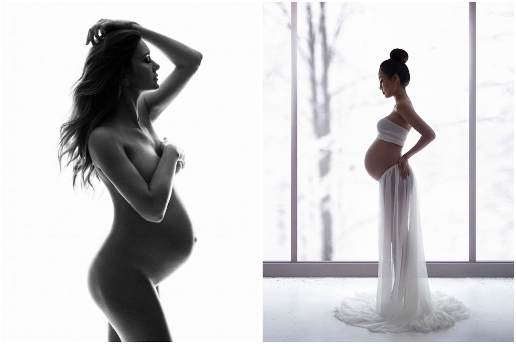 using backlight in studio maternity photography