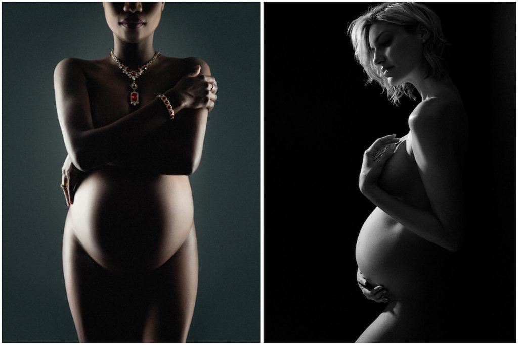 rim light in studio maternity photography by Lola Melani